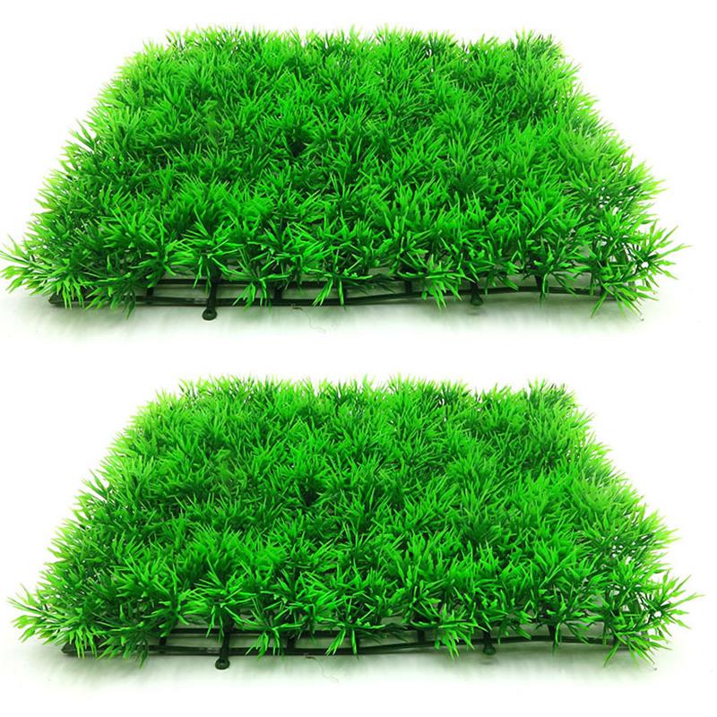 Aquarium Fish Cichlid - Artificial Green Grass Plant Lawn Turf