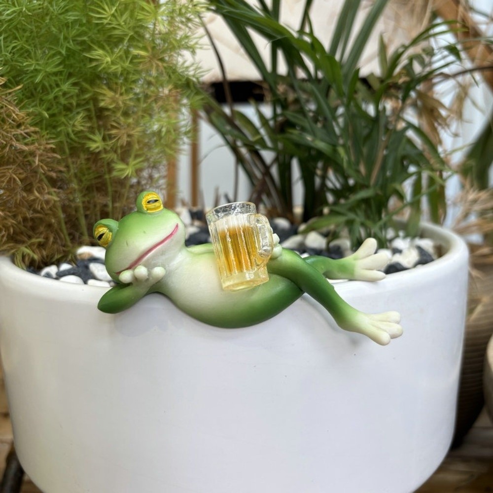 Aquarium Fish Fishing - Hanging Flower Pot Edge Frog Decorative