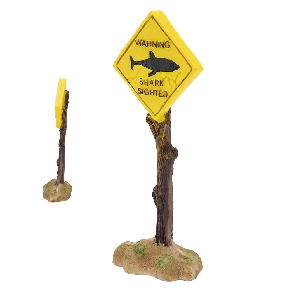 Aquarium Fish Shark - Resin Shark Warning Board Ornament Yellow